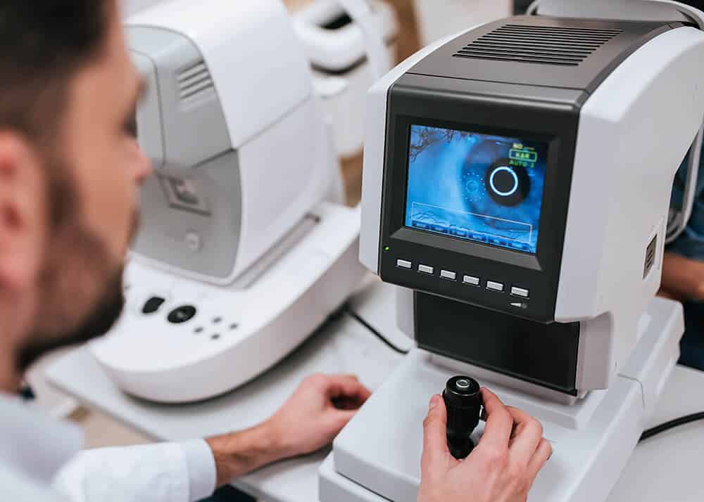 Eye Doctor Examining an Eye